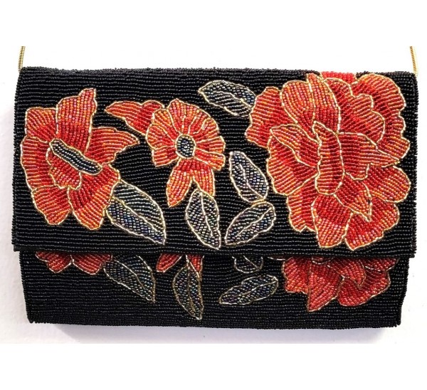 beaded floral clutch