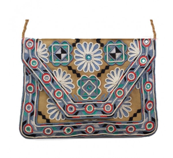 ARF200 HAND CRAFTED EMBROIDERED CROSS BODY CLUTCH