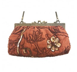 AC060 HAND EMBROIDERED FLORAL SEQUIN VINTAGE CLUTCH