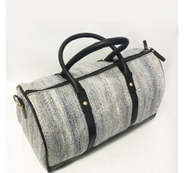 TRAVEL DUFFEL TIPTOP/ WOVEN STAIN RESISTANT FABRIC WITH LEATHER TRIM
