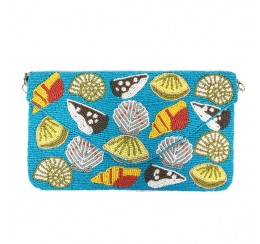 OCEAN SHELLS HAND CRAFTED BEADED CLUTCH