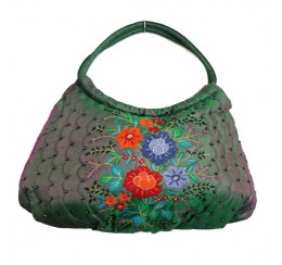 5698Q SILK QUILTED EMBROIDERED HOBO