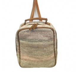 WOVEN CARPET BACK PACK WITH LEATHER TRIM