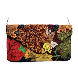 LEAVES BEADED CLUTCH MULTI COLOR
