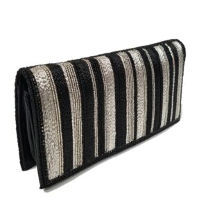 CELL PHONE WALLET ORGANIZER HAND EMBROIDERED BLK/SIL