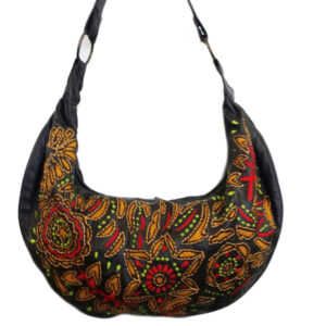 11023 GENUINE LEATHER BANANA ZIP TOP CUT WORK HOBO