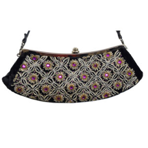 11028 VELVET/LEATHER FRAME CLUTCH DABKA EMBROIDERY