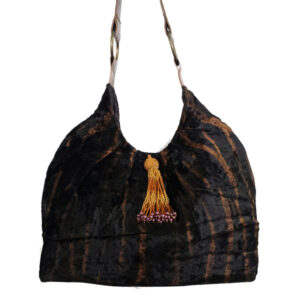 11035 VELVET TIE DYE LEATHER STRAP HOBO BEADED TASSELL