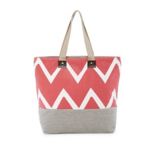 Large Canvas red zip top tote