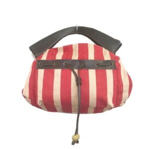 red stripe euro style cut handle bag