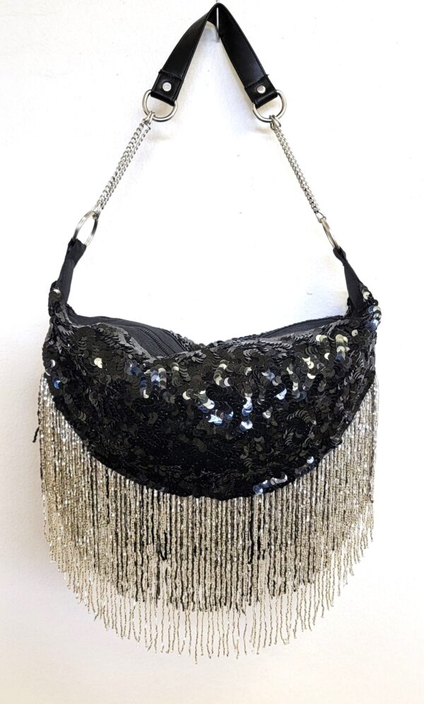 BEADED FRINGE ZIP TOP HOBO