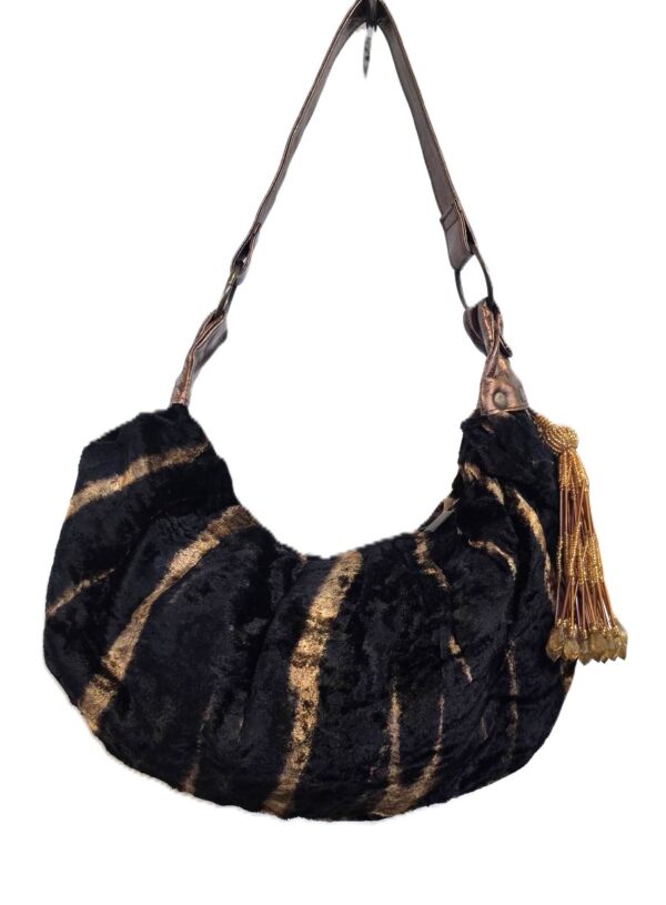 11034 Green VELVET TIE DYE LEATHER STRAP ZIP TOP HOBO