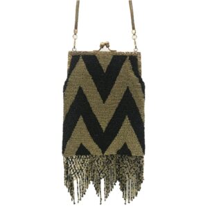 FRENCH VINTAGE 1910 FRAME BAG WITH FRINGE