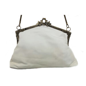 31032 WHITE GENUINE LEATHER VINTAGE HUT FRAME BAG