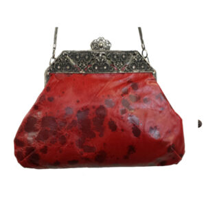31075 RED LEATHER VINTAGE LARGE CLUTCH