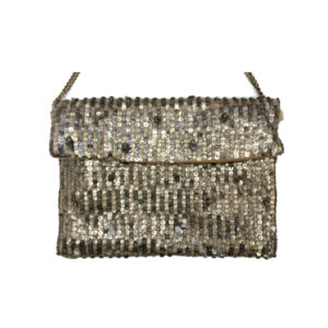 394188 METALLIC /LEATHER FLAPOVER ZIP TOP CROSS BODY BAG