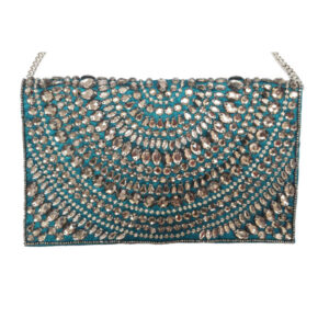 384590T HAND CRAFTED CRYSTAL FLAP OVER CLUTCH.CROSS BODY BAG