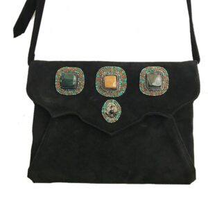 562 BLACK BOHO CROSS BODY 3 STONE BAG