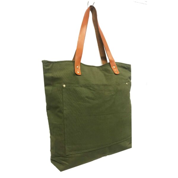 RDM009  COTTON CANVAS LEATHER STRAP BEACH TOTE