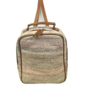 WOVEN CARPET BACK PACK WITH LEATHER TRIM