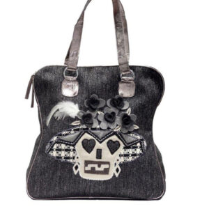 7721SK HAPPY SKULL TWEED ZIP TOP BAG