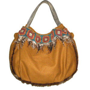 9553 GOLD WOOL FELT FEATHER HOBO