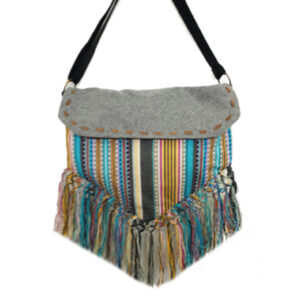 9557 STRIPE CROSS BODY FRINGE BAG