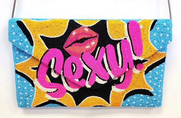 BEADED POP ART SEXY CLUTCH 1 BEADED POP ART SEXY CLUTCH