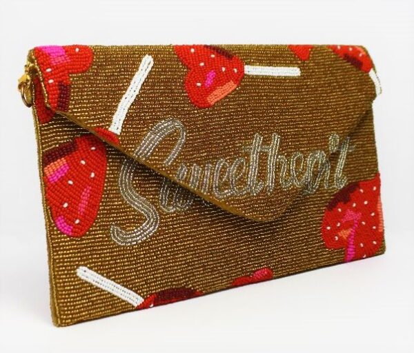 BEADED POP ART SWEETHEART CLUTCH