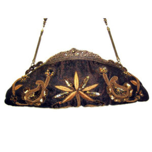 AL76 COPPER FLORAL EMBROIDERY BOAT SHAPE VINTAGE CLUTCH