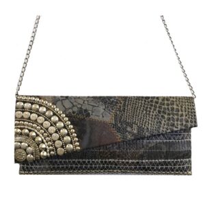 561 EXOTIC SKIN PRINT SLANTED CROSS BODY  CLUTCH