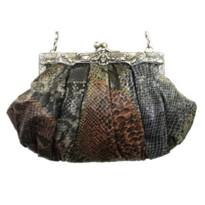 ANB003GREY EXOTIC SNAKE SKIN FAUX LEATHER VINTAGE FRAME BAG