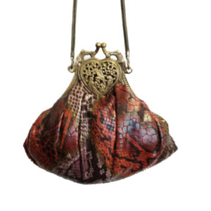 ANB004 BROWN EXOTIC SKIN FAUX LEATHER VINTAGE BAG