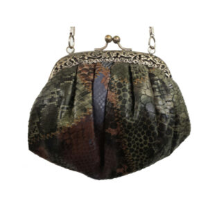 ANB010 GREY EXOTIC SNAKE SKIN FAUX LEATHER VINTAGE BAG