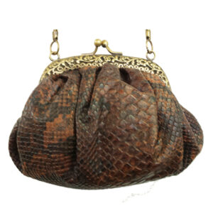 ANB 010 BROWN EXOTIC SKIN FAUX LEATHER VINTAGE BAG