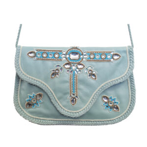 ARF100 GENUINE LEATHER CRYSTAL WORK CROSS BODY CLUTCH