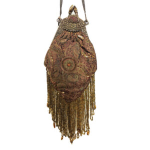 B17NTP COPPER PAISLEY TAPESTRY BEADED FRINGE BAG-