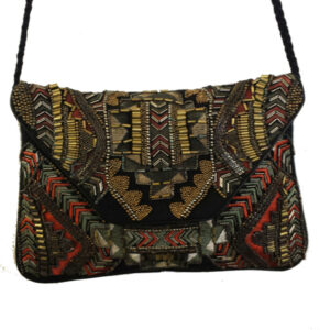 FAND22 M,ETALLIC EMBROIDERED BOHO CROSS BODY CLUTCH