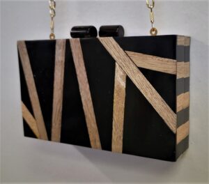 WOOD INLAY BOX CLUTCH