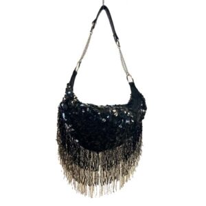 BEADED FRINGE ZIP TOP HOBO
