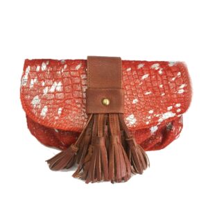 KKV100C LEATHER CLUTCH WITH TASSEL