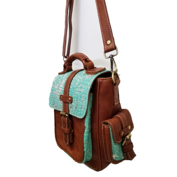 KKV110001 LEATHER FLAP OVER DBL POCKET SAGE H/O CAMERA BAG