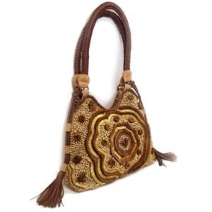 LEATHER HOBO HAIRON AND BRASS/ STONE EMBROIDERED