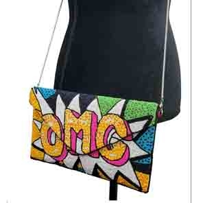 ALL HAND-CRAFTED BEADED BAG WITH CROSSBODY CHAIN STRAP