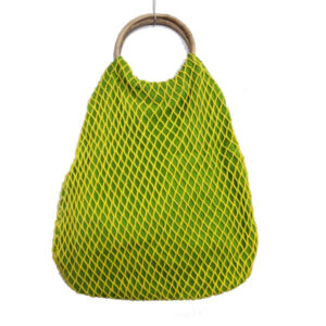 SS06 CANVAS MESH OVERLAY BAMBOO RING HANDLE BAG