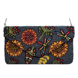 SUN FLOWER BEADED CLUTCH