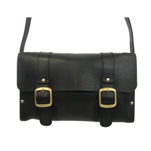 WOOD AND LEATHER FLAP OVER  CROSS BODY BAG