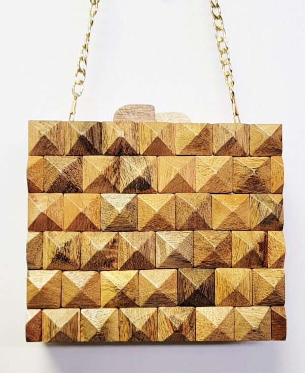 WOOD CUBE BOX CLUTCH