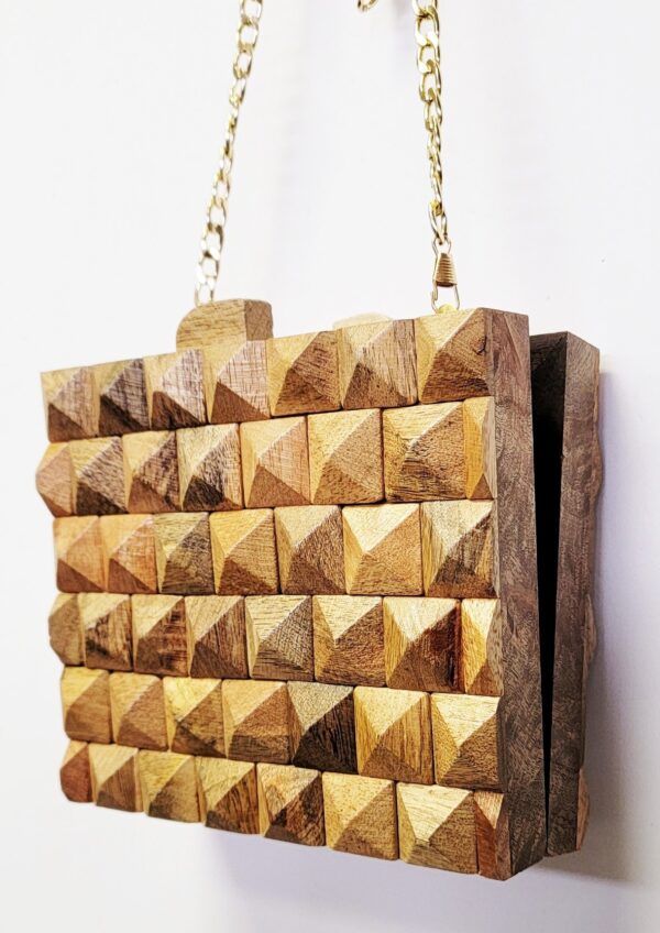 WOOD CUBE BOX CLUTCH