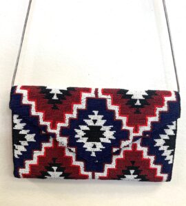 BEADED BLUE AZTEC CLUTCH
